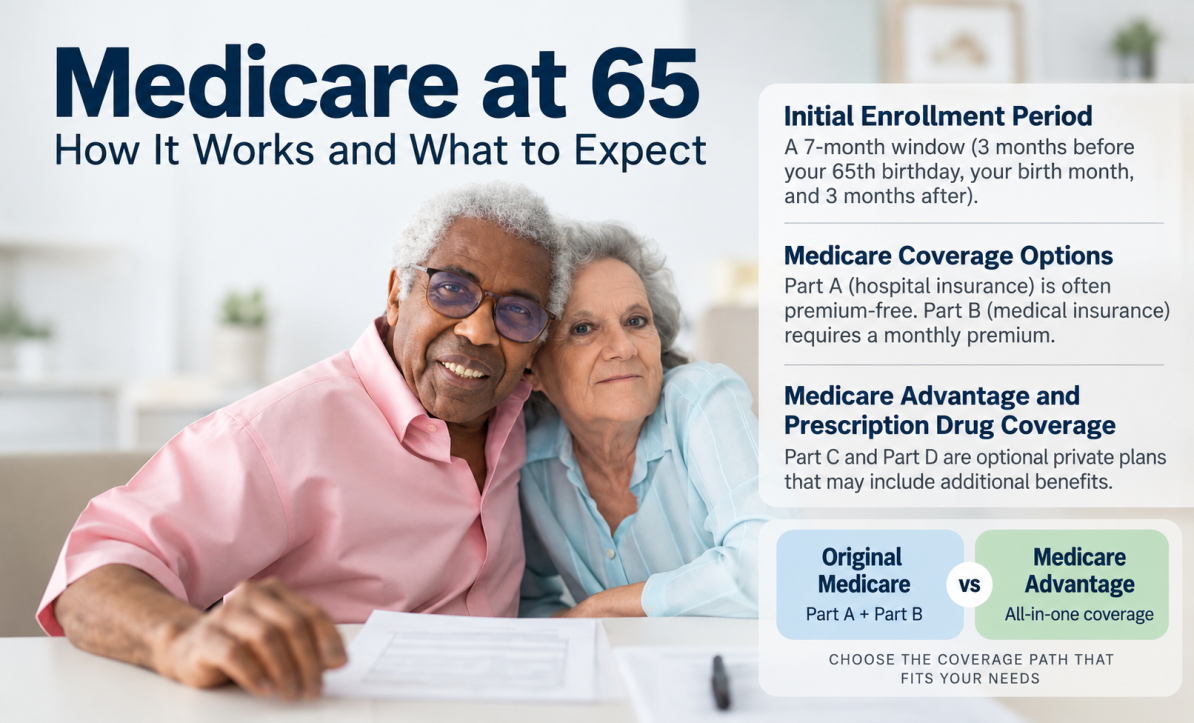 Older couple reviewing Medicare options together